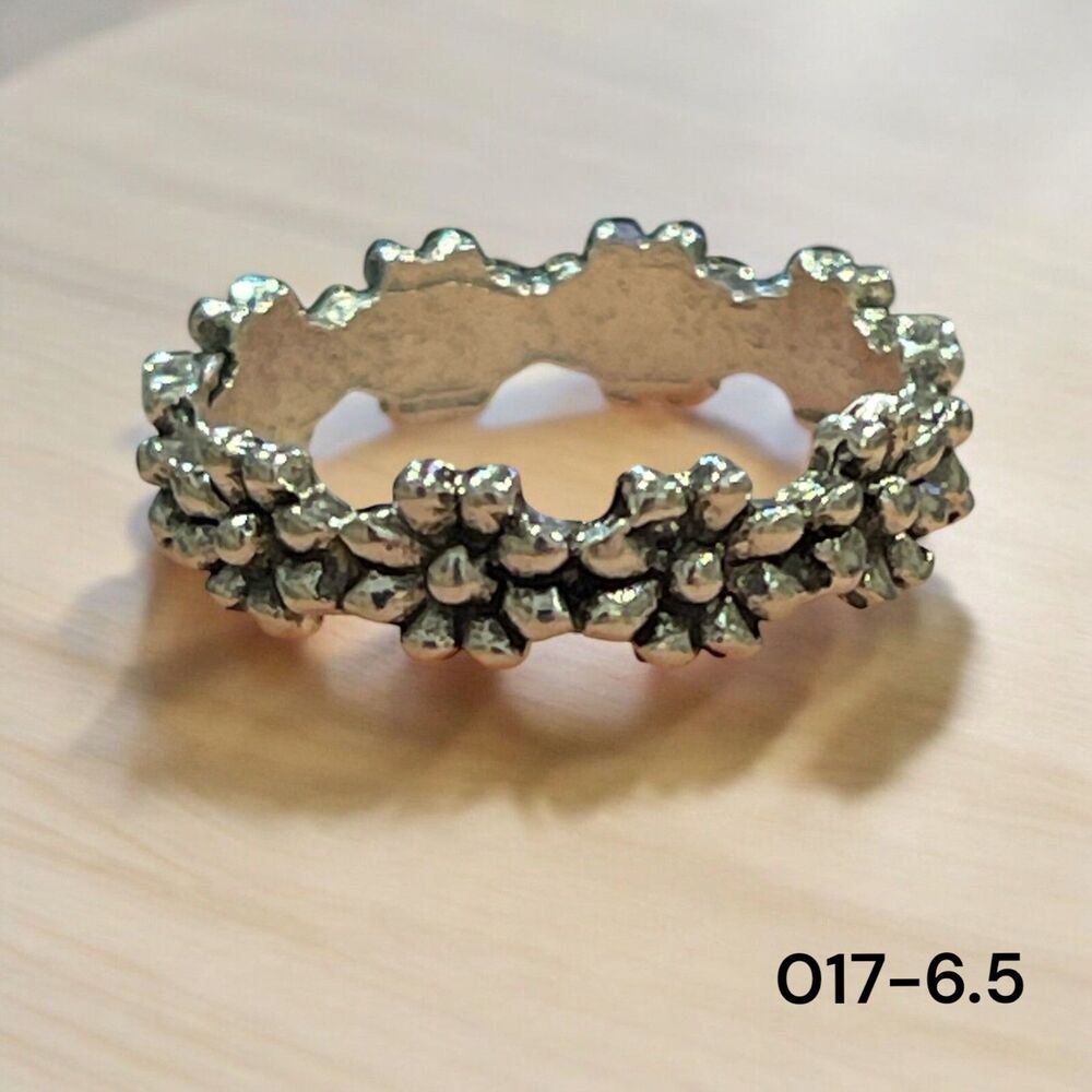 Womens Ring Size 6.5 Band Silver Metal Boho Nature Floral Jewelry 017-6.5